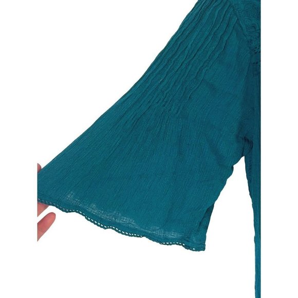 ANTHROPOLOGIE Meadow Rue teal dress size 8 short sleeve, stretch, mid length - Picture 5 of 12